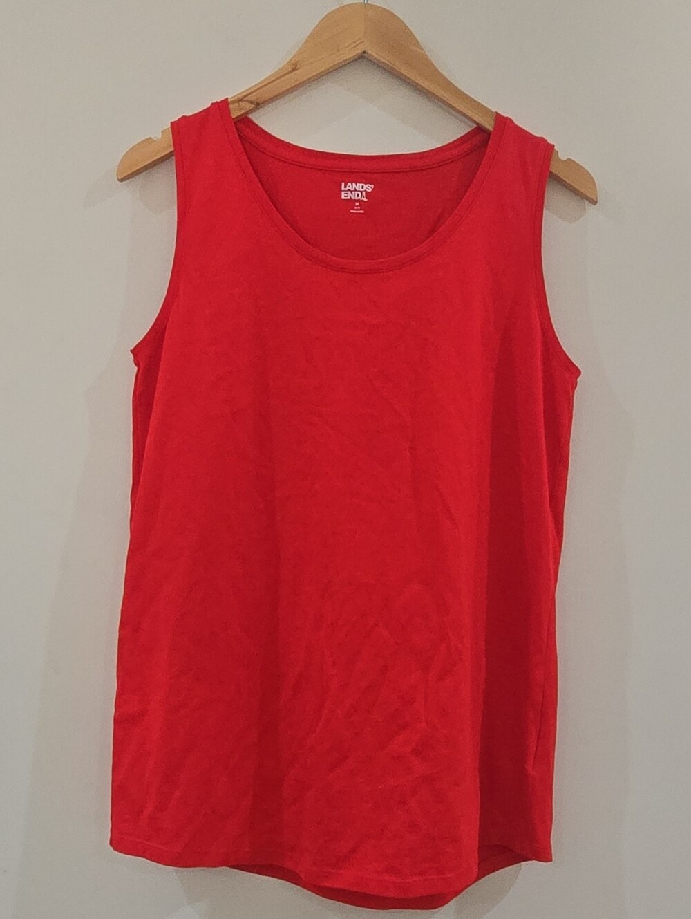 LL Bean Large Petite M Red Sleeveless Shell Tank Top Shirt Supima Cotton
